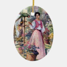 Lady with Parrot and Cat by Hacienda Christmas Ornaments