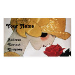 LADY WITH RED ROSE BEAUTY FASHION COSTUME DESIGNER BUSINESS CARDS