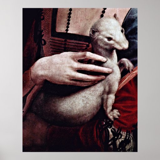 Lady with the ermine (Detail) by Leonardo da Vinci Print