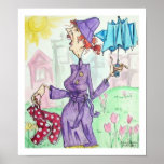 lady with umbrella print