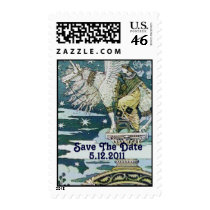 LADY WITH UNICORN , Save the Date Postage Stamp
