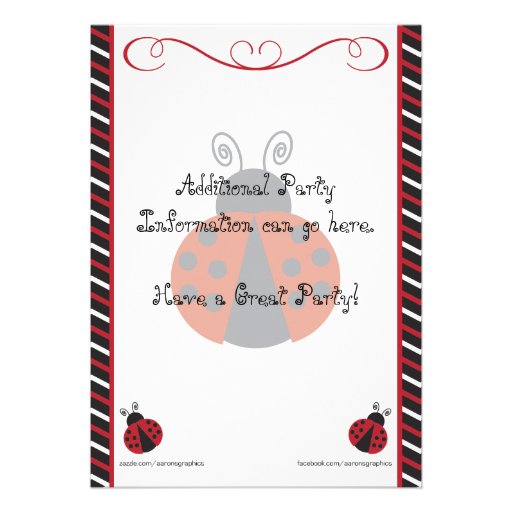 Ladybug 1st Birthday Invitations