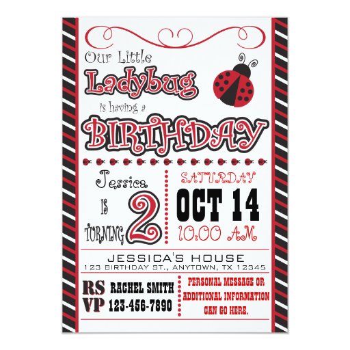 Ladybug 2nd Birthday Invitations