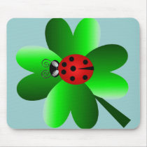 Ladybug and 4 leaf clover mouse pads