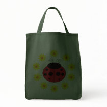 Ladybug and Daisies Grocery Tote bags
