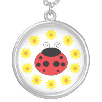 Ladybug and Daisies Necklace necklaces