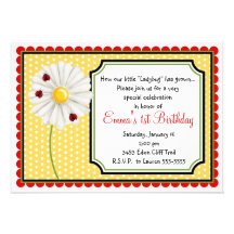 Ladybug  and Daisy Birthday Invitations