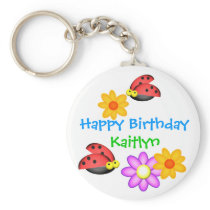 Ladybug and Flowers Keychain