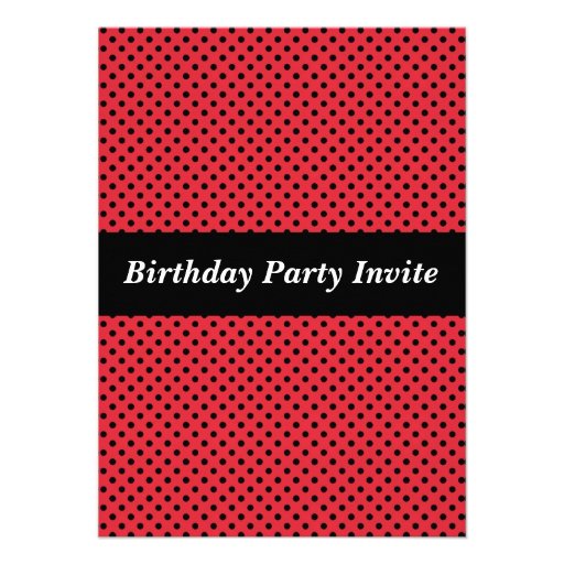 Ladybug and Polka Dots Birthday Party Personalized Invite