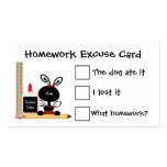 Ladybug and School Supplies Homework Excuse Cards Business Cards