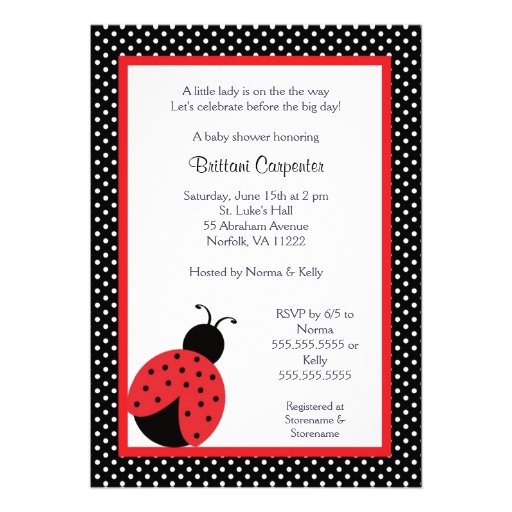 Ladybug Baby Shower or Birthday Party invite (front side)