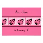 Ladybug Banded Birthday Party Invitations