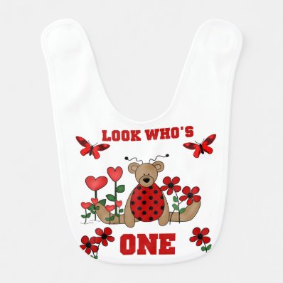 Ladybug Bear 1st Birthday Bib