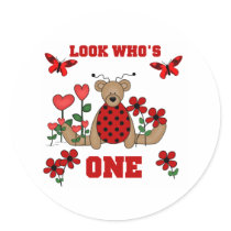 Ladybug Bear First Birthday stickers by kids_birthdays Ladybug Bear First Birthday stickers
