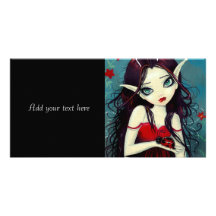 Ladybug Big-Eye Fairy Art Photo Card Template