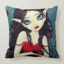 Ladybug Big-Eye Fairy Art Throw Pillows