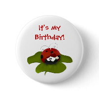 Ladybug Birthday Button