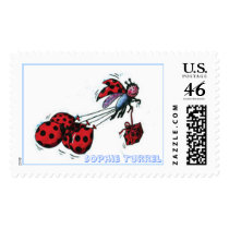 Ladybug BIrthday Greetings by Sophie Turrel postage