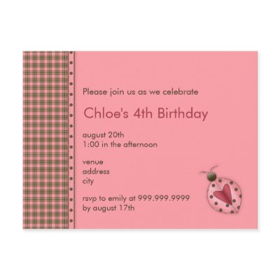 Ladybug • Birthday Invitation Post Cards by CSKidsOccasions