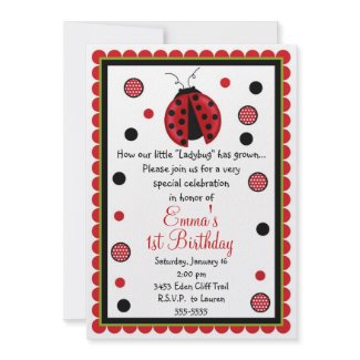 Ladybug Birthday Invitations