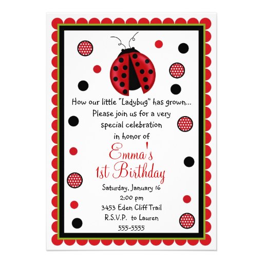 Ladybug Birthday Invitations