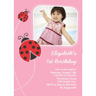 Ladybug Birthday Invitations Pink Photo Card invitation