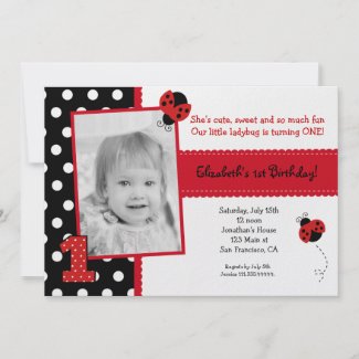 Ladybug BIrthday Party Invitations