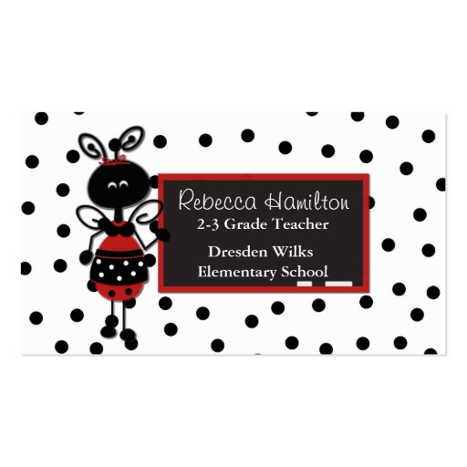Ladybug Blackboard Teacher's Business Card (front side)