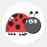 Ladybug Cartoon Character Round Sticker