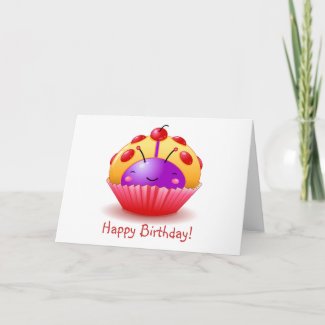 Ladybug Cupcake Birthday Card