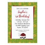 Ladybug Daisies Birthday Party Invitations