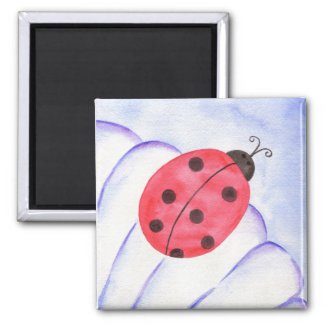 Ladybug Daisy Folk Art Flower Magnet