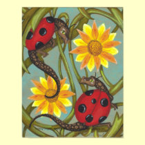 Ladybug Dragons + Flowers big eye fantasy poster posters