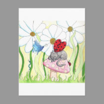 Ladybug Fairy Cat postcards