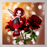 Ladybug Fairy on Red Roses Print