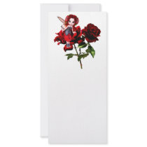 Ladybug Fairy on Red Roses Full Color Rack Card