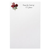 Ladybug Fairy on Red Roses Stationery Paper