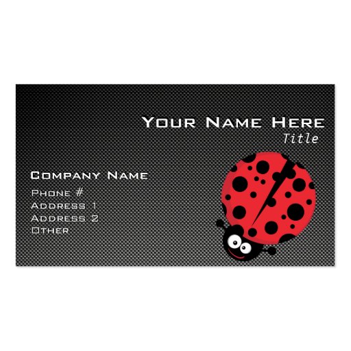 Ladybug; Faux Carbon Fiber Business Cards