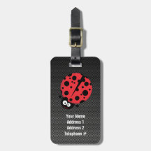Ladybug; Faux Carbon Fiber Luggage Tags
