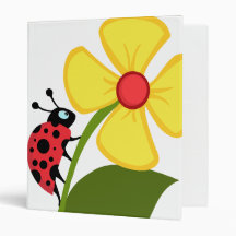 Ladybug Flower 3 Ring Binders