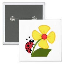 Ladybug Flower buttons