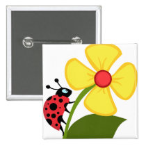 Ladybug Flower buttons