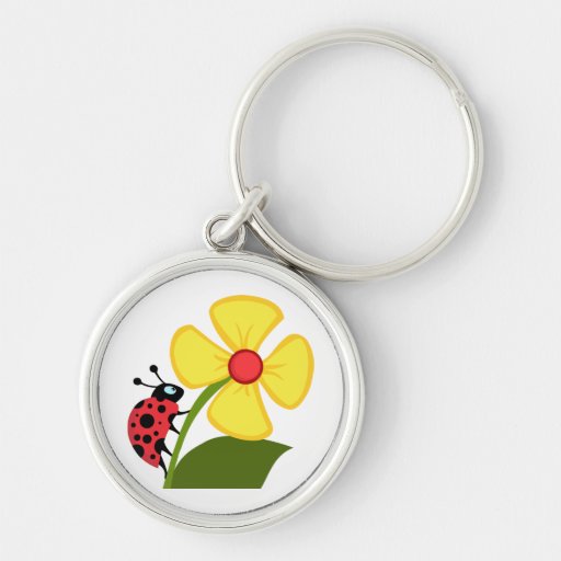 Ladybug Flower Key Chain