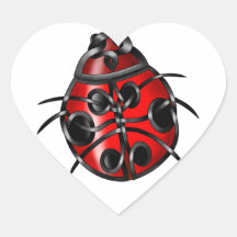 Ladybug Heart Stickers