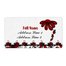address, labels, red, black, ladybug, lady, envelopes, letters, mail, gifts, tags, Label with custom graphic design