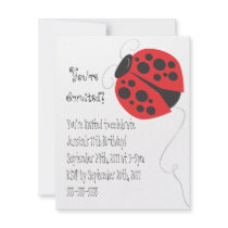 Ladybug illustration birthday invitation
