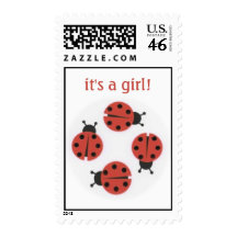 ladybug; it's a girl! postage stamps