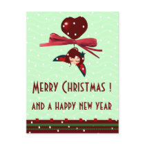 ladybug kawaii xmas greetings postcards