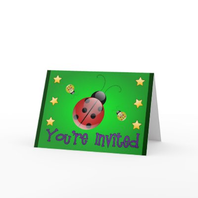 Ladybug Kids Party Invitation Notecard
