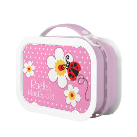 Ladybug / ladybird pink girls kids named lunch box